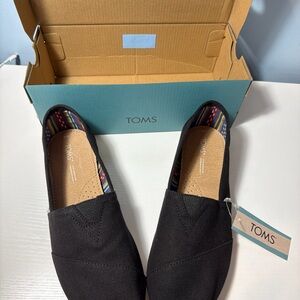 TOMS Black Slip-On Shoes NWT